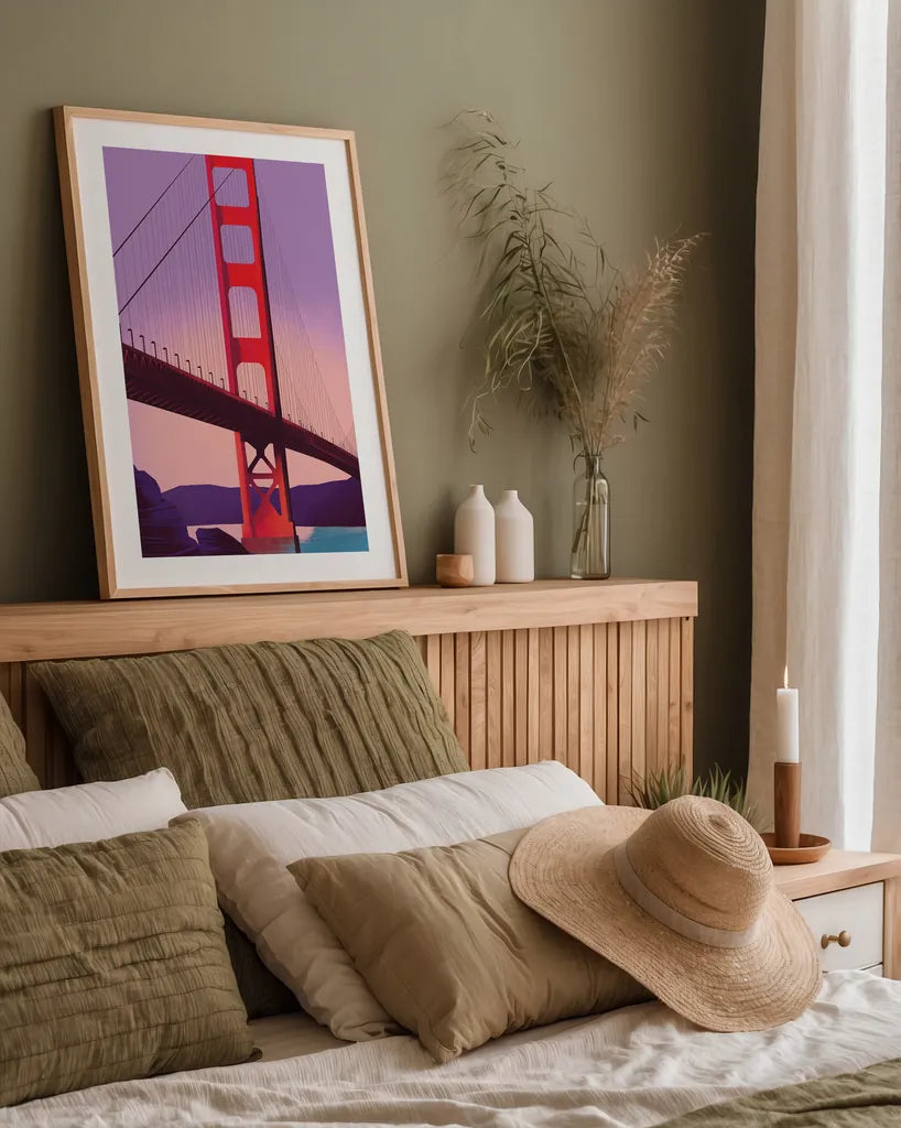 San Francisco I by Omar Escalante. shown as a paper print in a natural frame. Available as a archival giclee rolled canvas, fine art paper, or poster print. SKU 62041h.
