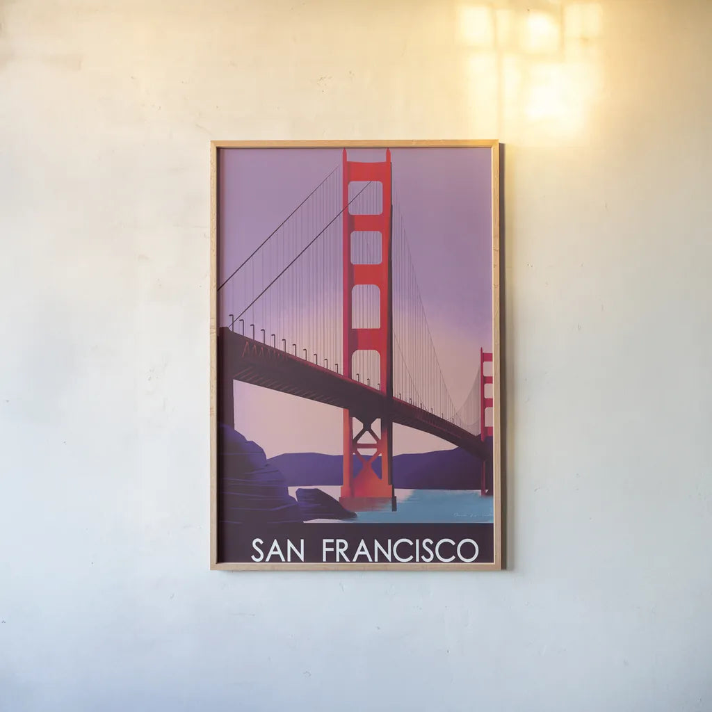 San Francisco I by Omar Escalante. shown as a paper print in a natural frame. Available as a archival giclee rolled canvas, fine art paper, or poster print. SKU 62041h.