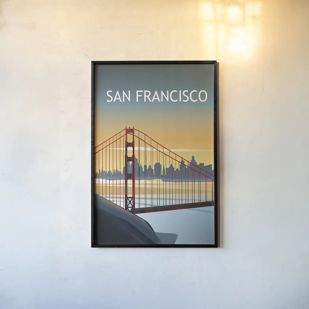 San Francisco II by Omar Escalante. shown as a paper print in a black flame. Available as a archival giclee rolled canvas, fine art paper, or poster print. SKU 62042h.