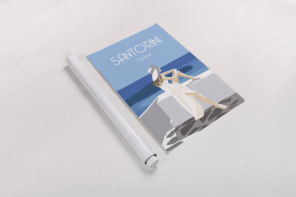 Santori by Omar Escalante. shown as a rolled paper print. Available as archival giclee rolled canvas, fine art paper, or poster print. SKU 62773h.