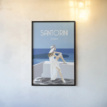 Santori by Omar Escalante. shown as a paper print in a black flame. Available as a archival giclee rolled canvas, fine art paper, or poster print. SKU 62773h.