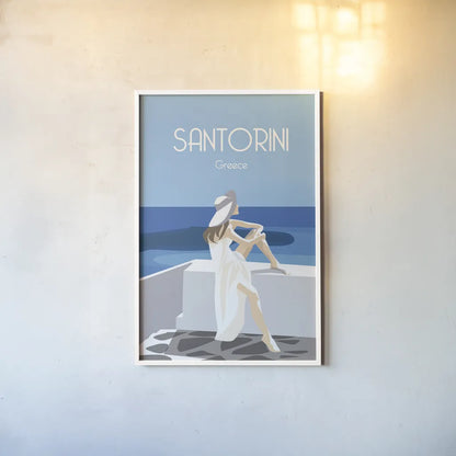 Santori by Omar Escalante. shown as a paper print in a white frame. Available as a archival giclee rolled canvas, fine art paper, or poster print. SKU 62773h.