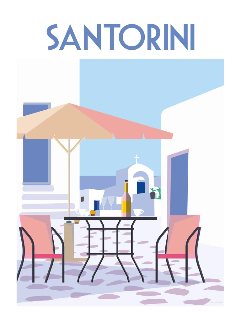 Santorini Poster I by Omar Escalante