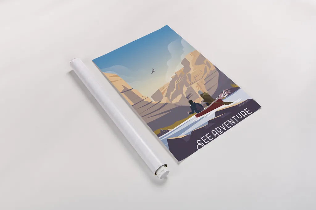 See Adventure by Omar Escalante. shown as a rolled paper print. Available as archival giclee rolled canvas, fine art paper, or poster print. SKU 65935h.