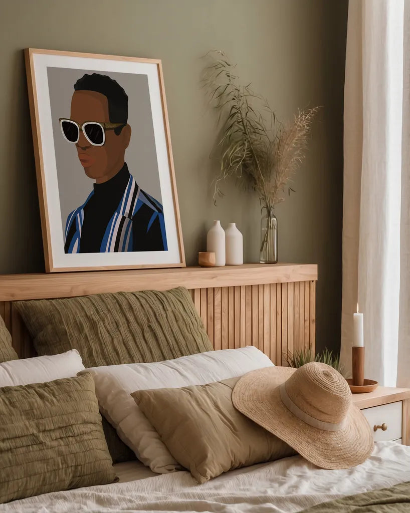 So Cool II by Omar Escalante. shown as a paper print in a natural frame. Available as a archival giclee rolled canvas, fine art paper, or poster print. SKU 74125h.