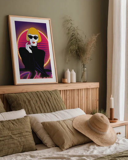 So Eighties I by Omar Escalante. shown as a paper print in a natural frame. Available as a archival giclee rolled canvas, fine art paper, or poster print. SKU 75113h.