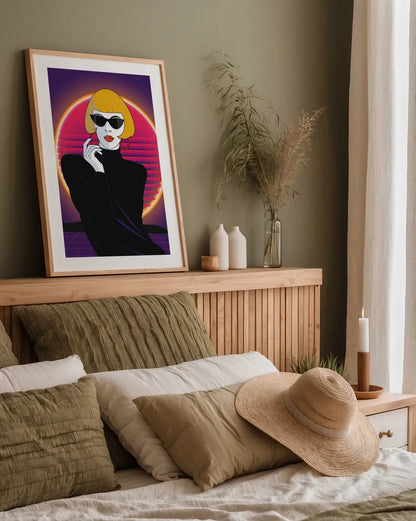 So Eighties I No Words by Omar Escalante. shown as a paper print in a natural frame. Available as a archival giclee rolled canvas, fine art paper, or poster print. SKU 77008h.