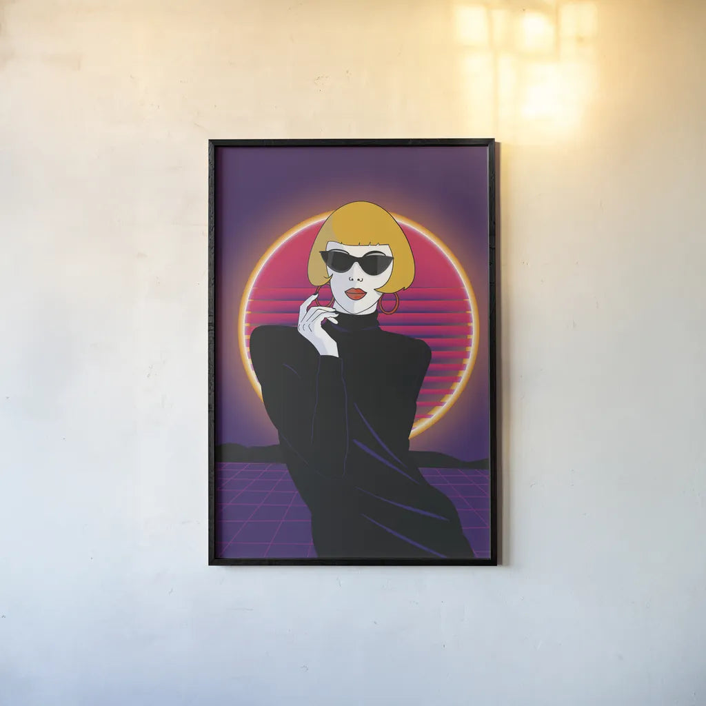 So Eighties I No Words by Omar Escalante. shown as a paper print in a black flame. Available as a archival giclee rolled canvas, fine art paper, or poster print. SKU 77008h.