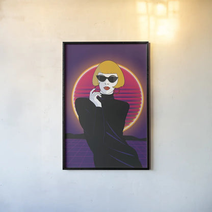 So Eighties I No Words by Omar Escalante. shown as a paper print in a black flame. Available as a archival giclee rolled canvas, fine art paper, or poster print. SKU 77008h.