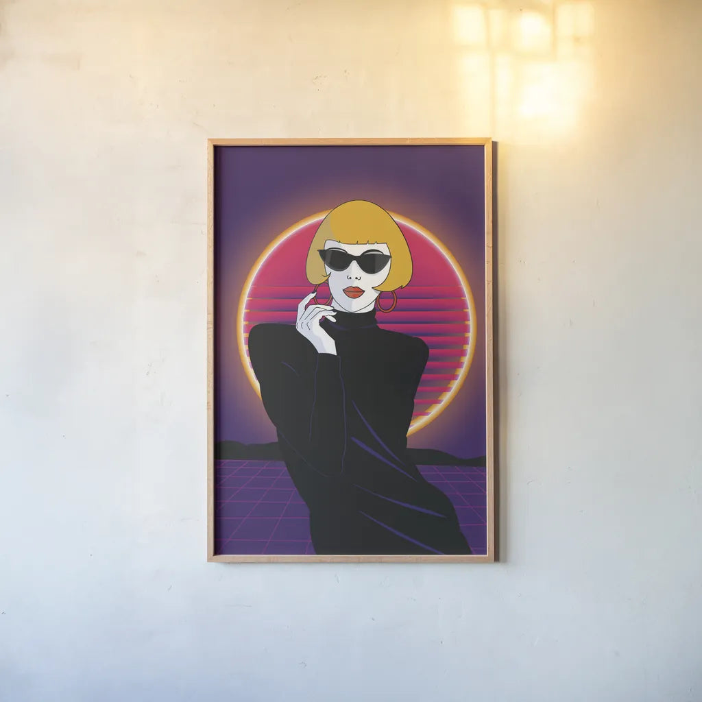 So Eighties I No Words by Omar Escalante. shown as a paper print in a natural frame. Available as a archival giclee rolled canvas, fine art paper, or poster print. SKU 77008h.