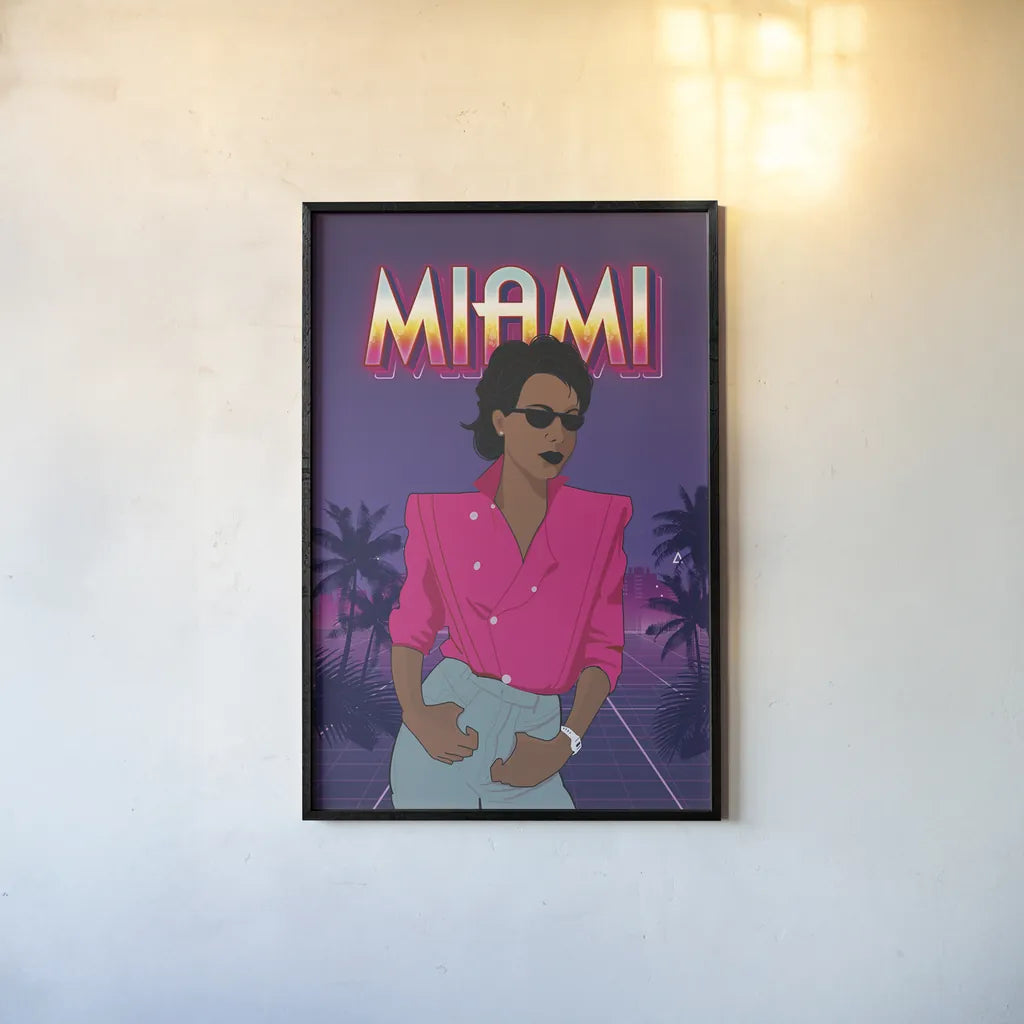 So Eighties II by Omar Escalante. shown as a paper print in a black flame. Available as a archival giclee rolled canvas, fine art paper, or poster print. SKU 75114h.