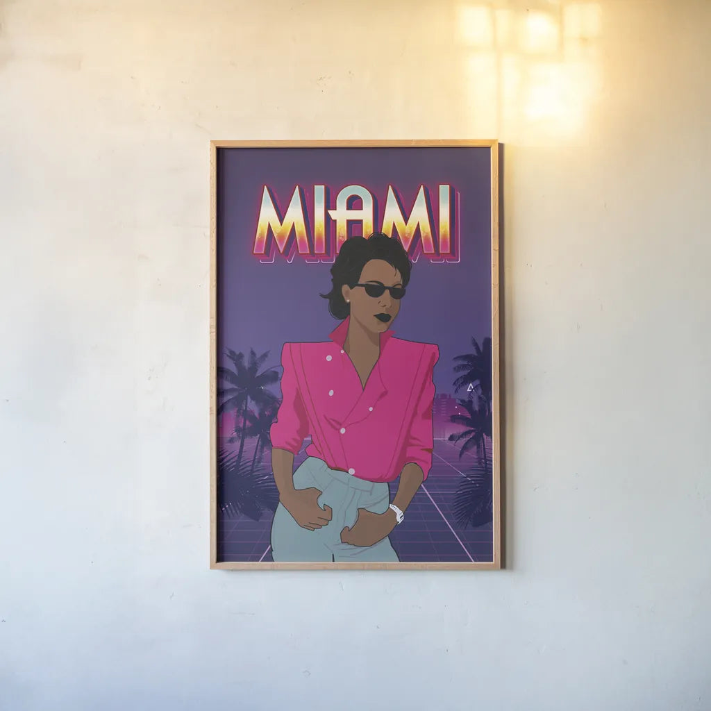 So Eighties II by Omar Escalante. shown as a paper print in a natural frame. Available as a archival giclee rolled canvas, fine art paper, or poster print. SKU 75114h.