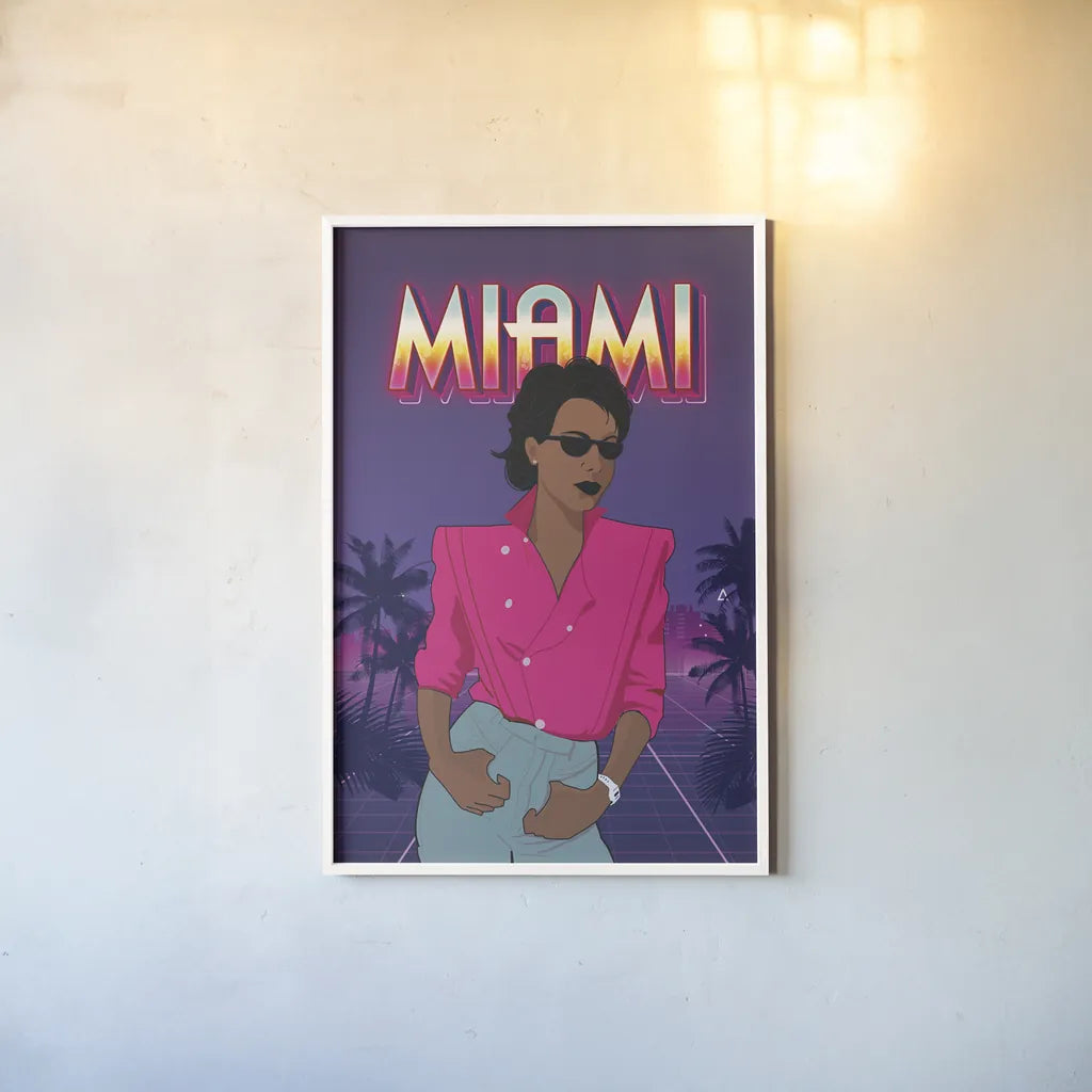 So Eighties II by Omar Escalante. shown as a paper print in a white frame. Available as a archival giclee rolled canvas, fine art paper, or poster print. SKU 75114h.