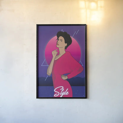 So Eighties III by Omar Escalante. shown as a paper print in a black flame. Available as a archival giclee rolled canvas, fine art paper, or poster print. SKU 75115h.