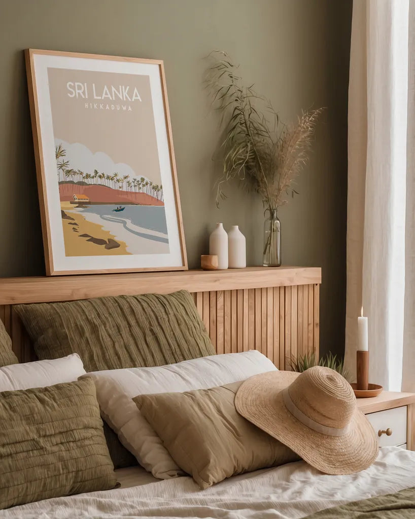 Sri Lanka by Omar Escalante. shown as a paper print in a natural frame. Available as a archival giclee rolled canvas, fine art paper, or poster print. SKU 74453h.