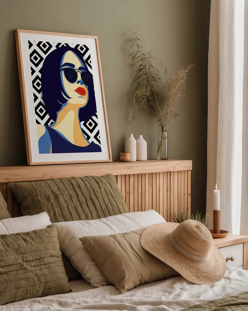 Style and Attitude I by Omar Escalante. shown as a paper print in a natural frame. Available as a archival giclee rolled canvas, fine art paper, or poster print. SKU 74769h.