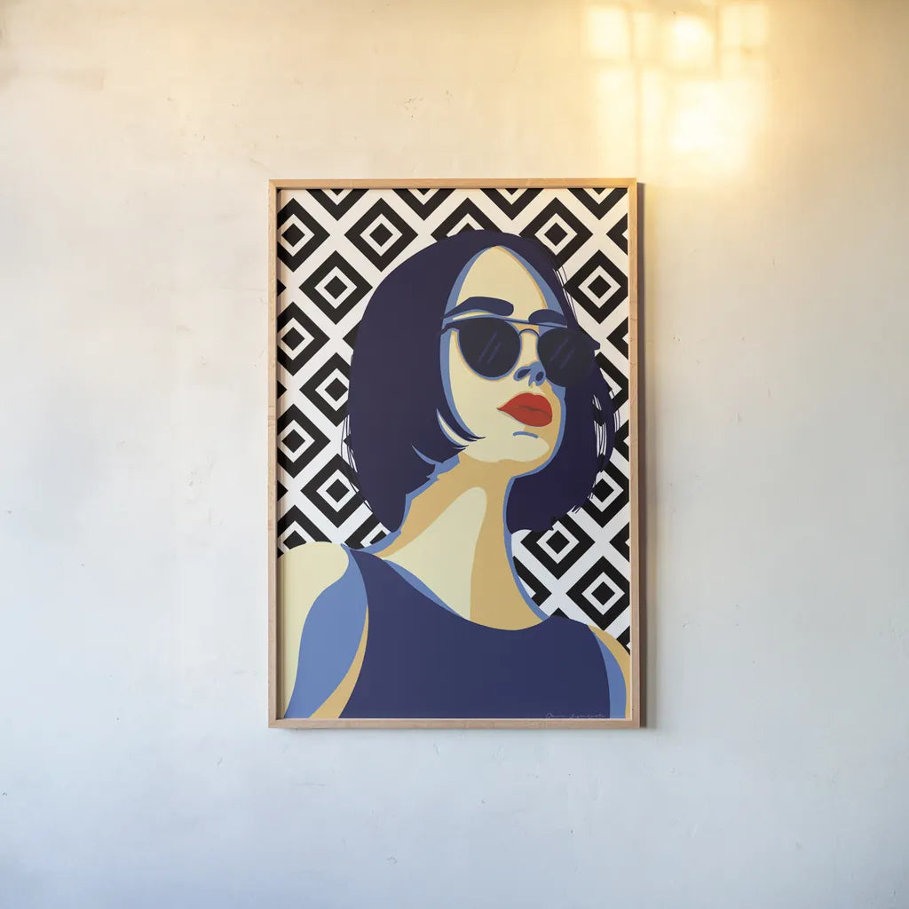 Style and Attitude I by Omar Escalante. shown as a paper print in a natural frame. Available as a archival giclee rolled canvas, fine art paper, or poster print. SKU 74769h.