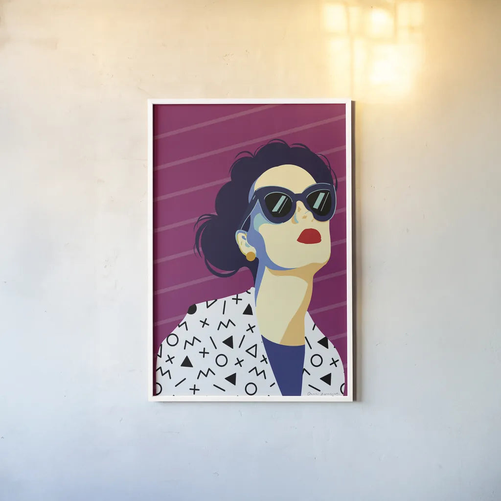 Style and Attitude III by Omar Escalante. shown as a paper print in a white frame. Available as a archival giclee rolled canvas, fine art paper, or poster print. SKU 74771h.