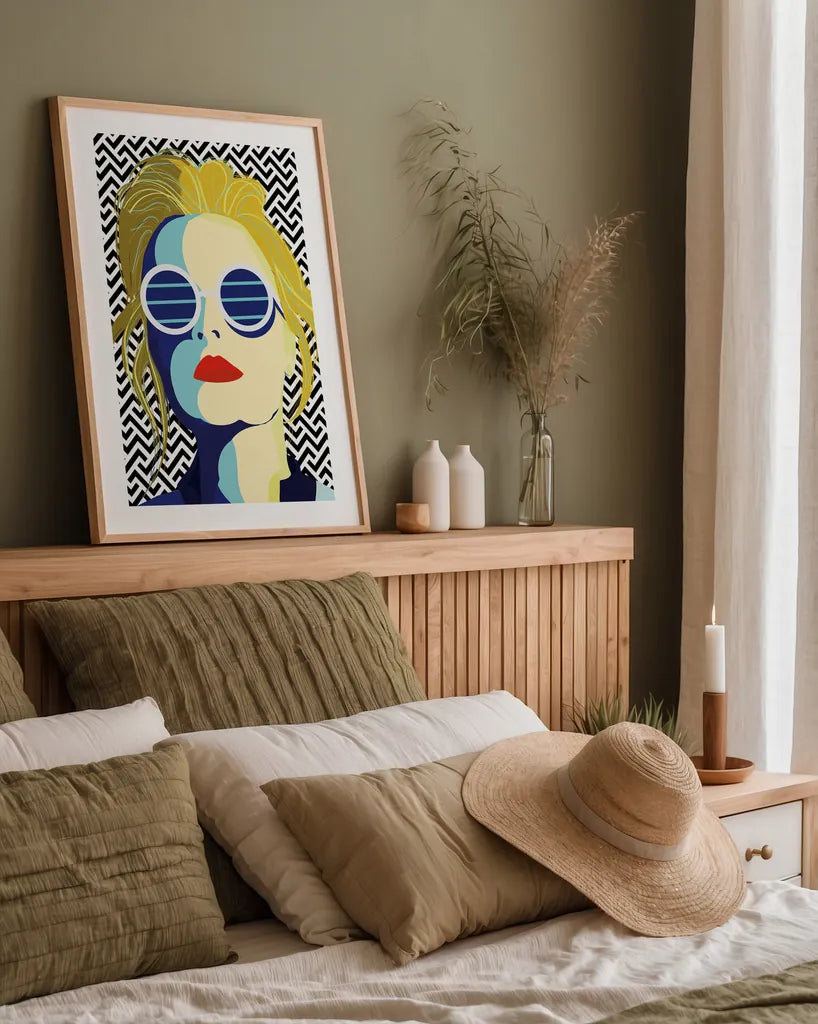 Style and Attitude IV by Omar Escalante. shown as a paper print in a natural frame. Available as a archival giclee rolled canvas, fine art paper, or poster print. SKU 74772h.