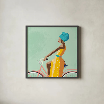 Summer Girl II v2 Texture by Omar Escalante. Shown in a sleek black glass frame for a contemporary gallery look. Available as an archival giclee rolled canvas, fine art paper, or poster print. SKU 70077a.