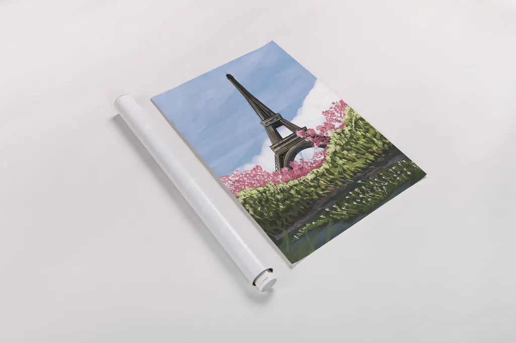Take Me to Paris by Omar Escalante. shown as a rolled paper print. Available as archival giclee rolled canvas, fine art paper, or poster print. SKU 75986h.
