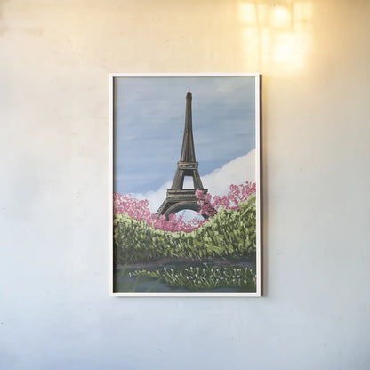 Take Me to Paris by Omar Escalante. shown as a paper print in a white frame. Available as a archival giclee rolled canvas, fine art paper, or poster print. SKU 75986h.