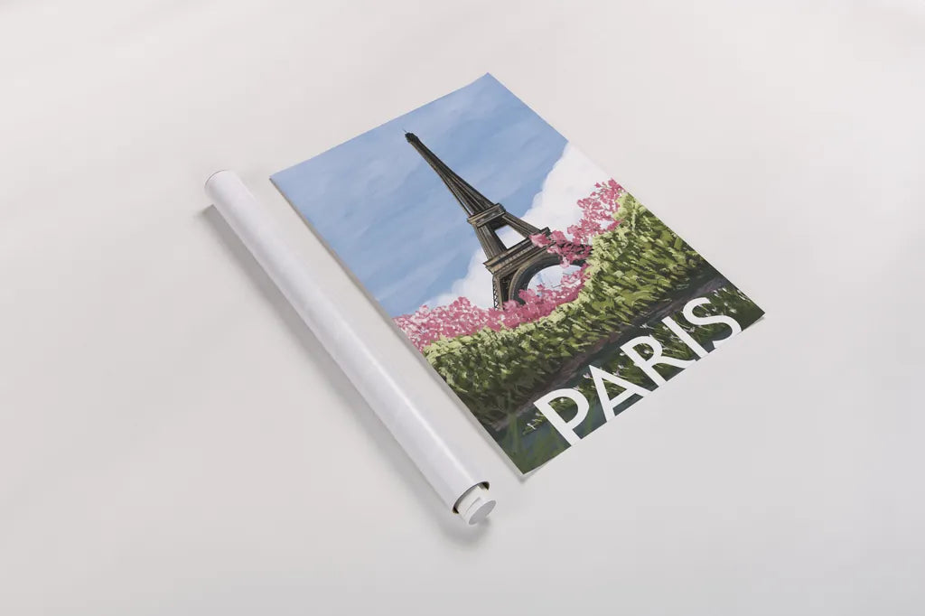 Take Me to Paris II by Omar Escalante. shown as a rolled paper print. Available as archival giclee rolled canvas, fine art paper, or poster print. SKU 75994h.