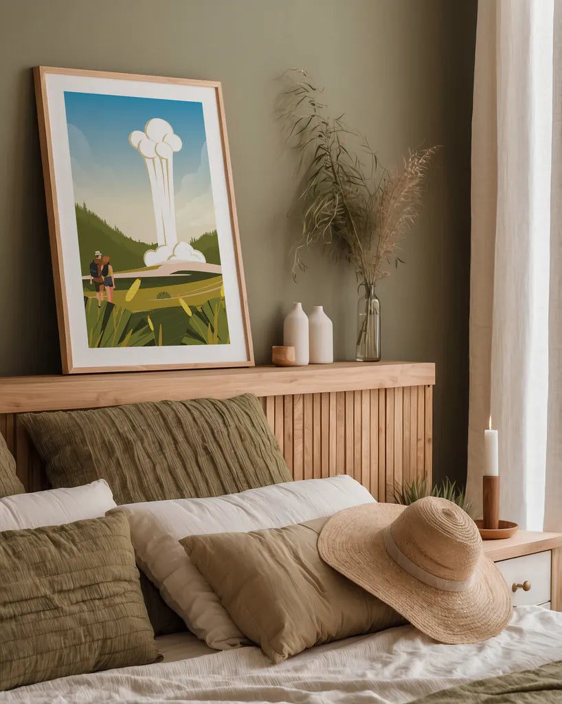 Take a Trip by Omar Escalante. shown as a paper print in a natural frame. Available as a archival giclee rolled canvas, fine art paper, or poster print. SKU 65931h.