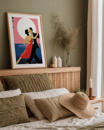 Tango by Omar Escalante. shown as a paper print in a natural frame. Available as a archival giclee rolled canvas, fine art paper, or poster print. SKU 71460h.