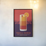 Tequila Sunrise by Omar Escalante. shown as a paper print in a black flame. Available as a archival giclee rolled canvas, fine art paper, or poster print. SKU 100926h.