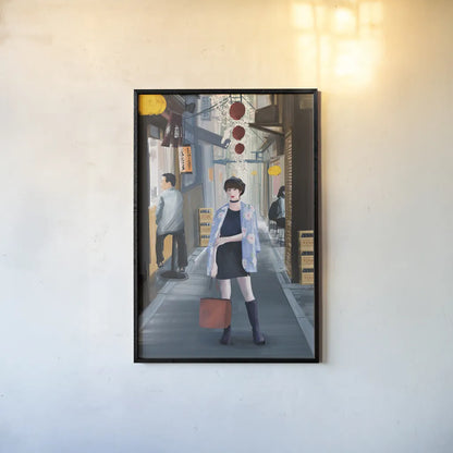 Tokyo by Omar Escalante. shown as a paper print in a black flame. Available as a archival giclee rolled canvas, fine art paper, or poster print. SKU 75982h.