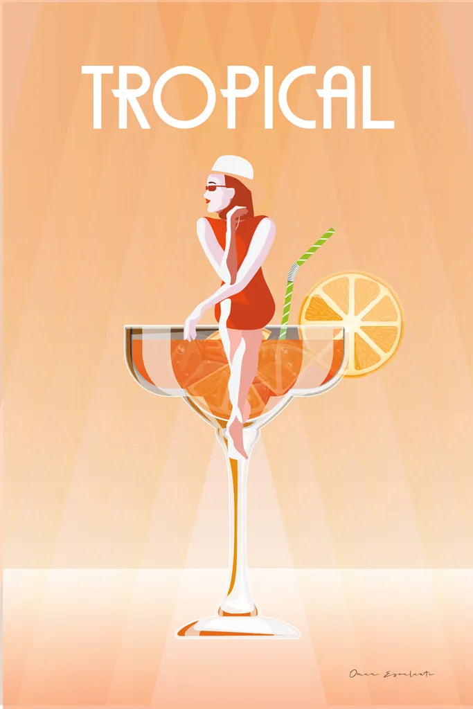 Tropical Drink by Omar Escalante. SKU 82562h. Archival Giclee Fine art print for wall decor.