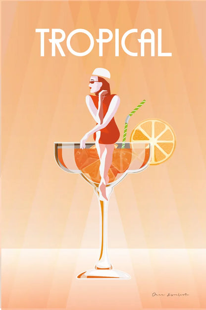 Tropical Drink by Omar Escalante. SKU 82562h. Archival Giclee Fine art print for wall decor.