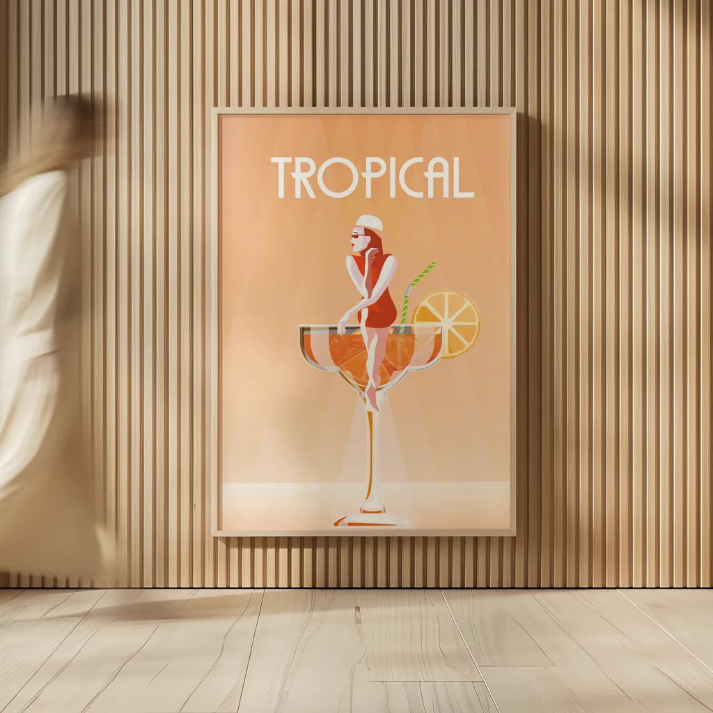 Tropical Drink by Omar Escalante. shown as over sized large wall art. Available as an archival giclee rolled canvas, fine art paper, or poster print. SKU 82562h.