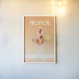 Tropical Drink by Omar Escalante. shown as a paper print in a white frame. Available as a archival giclee rolled canvas, fine art paper, or poster print. SKU 82562h.