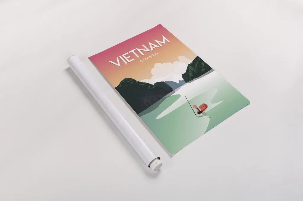 Vietnam Ha Long Bay by Omar Escalante. shown as a rolled paper print. Available as archival giclee rolled canvas, fine art paper, or poster print. SKU 66862h.