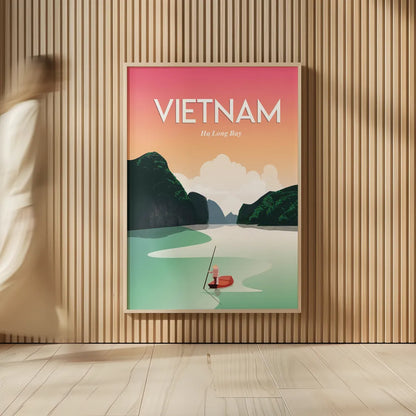 Vietnam Ha Long Bay by Omar Escalante. shown as over sized large wall art. Available as an archival giclee rolled canvas, fine art paper, or poster print. SKU 66862h.
