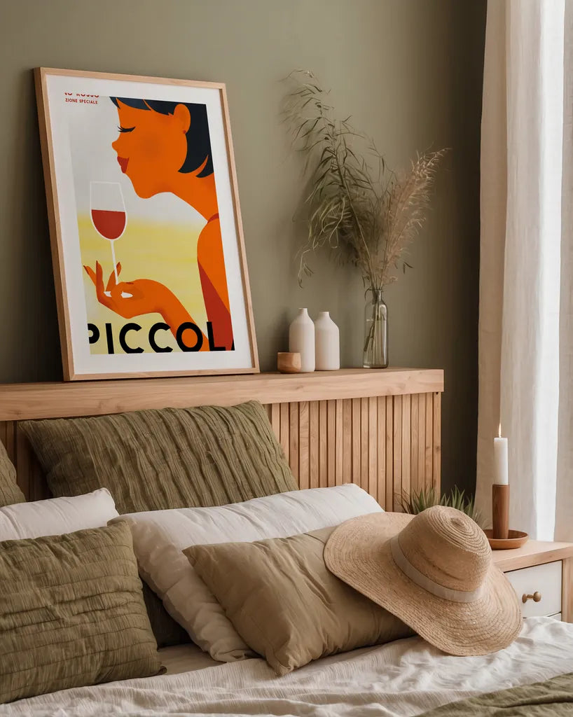 Vino Rosso II by Omar Escalante. shown as a paper print in a natural frame. Available as a archival giclee rolled canvas, fine art paper, or poster print. SKU 74127h.