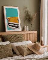 Vintage Car II by Omar Escalante. shown as a paper print in a natural frame. Available as a archival giclee rolled canvas, fine art paper, or poster print. SKU 66173h.