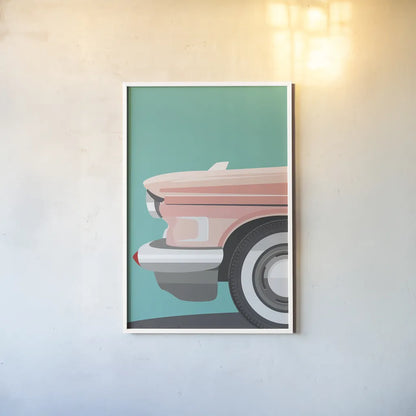 Vintage Car III by Omar Escalante. shown as a paper print in a white frame. Available as a archival giclee rolled canvas, fine art paper, or poster print. SKU 66174h.