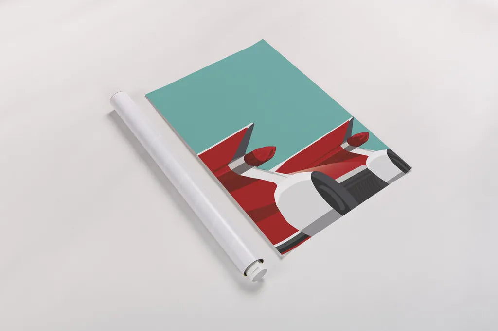 Vintage Car IV by Omar Escalante. shown as a rolled paper print. Available as archival giclee rolled canvas, fine art paper, or poster print. SKU 66175h.