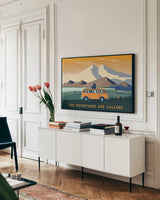 Wild Adventure I by Omar Escalante. shown as a framed stretched canvas in a living room above a console. Available as a archival giclee rolled canvas, fine art paper, or poster print. SKU 77900i.