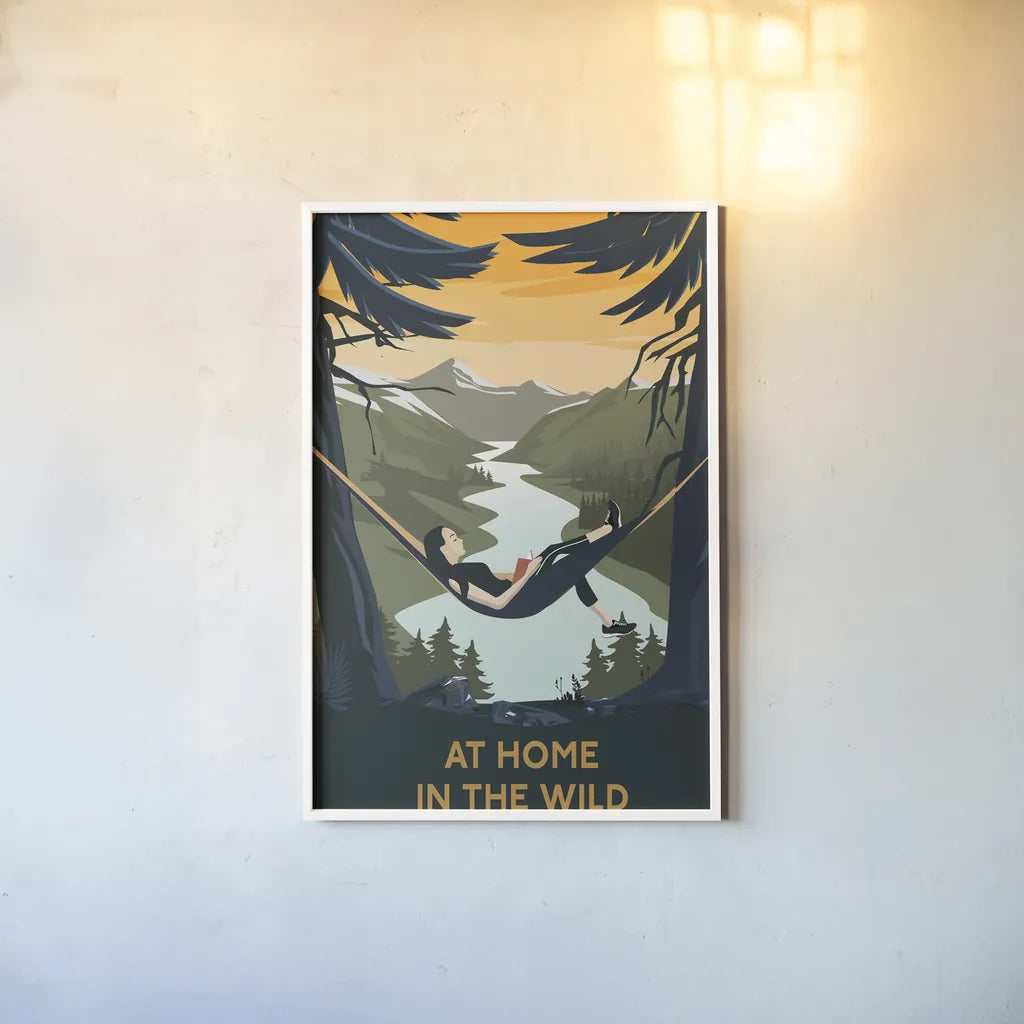 Wild Adventure II by Omar Escalante. shown as a paper print in a white frame. Available as a archival giclee rolled canvas, fine art paper, or poster print. SKU 77901h.