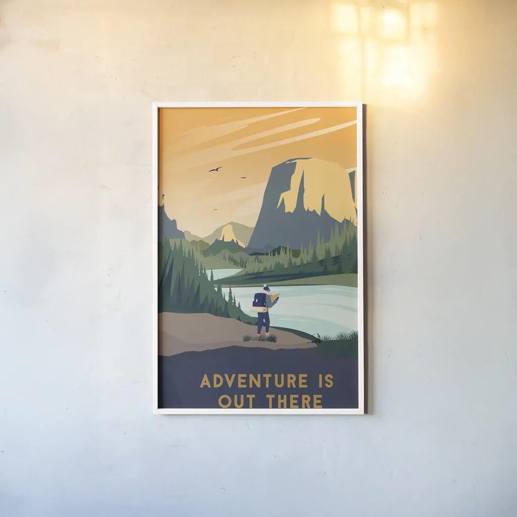 Wild Adventure III by Omar Escalante. shown as a paper print in a white frame. Available as a archival giclee rolled canvas, fine art paper, or poster print. SKU 77902h.