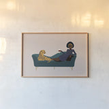 Wild Lounge I by Omar Escalante. shown as a paper print in a natural frame. Available as a archival giclee rolled canvas, fine art paper, or poster print. SKU 71787i.
