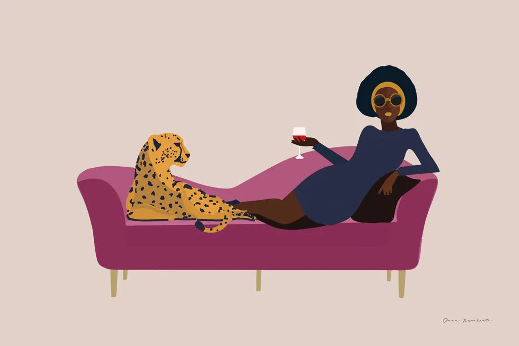 Wild Lounge I Pink Couch by Omar Escalante. SKU 77083i. Archival Giclee Fine art print for wall decor.