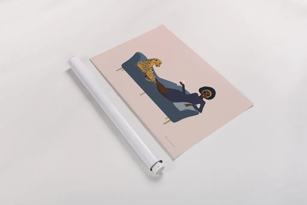 Wild Lounge I Rose Pink by Omar Escalante. shown as a rolled paper print. Available as archival giclee rolled canvas, fine art paper, or poster print. SKU 77184i.