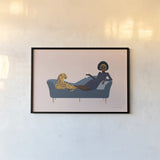Wild Lounge I Rose Pink by Omar Escalante. shown as a paper print in a black flame. Available as a archival giclee rolled canvas, fine art paper, or poster print. SKU 77184i.