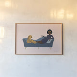 Wild Lounge I Rose Pink by Omar Escalante. shown as a paper print in a natural frame. Available as a archival giclee rolled canvas, fine art paper, or poster print. SKU 77184i.