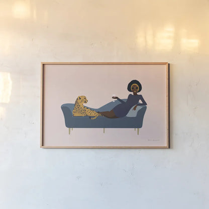 Wild Lounge I Rose Pink by Omar Escalante. shown as a paper print in a natural frame. Available as a archival giclee rolled canvas, fine art paper, or poster print. SKU 77184i.